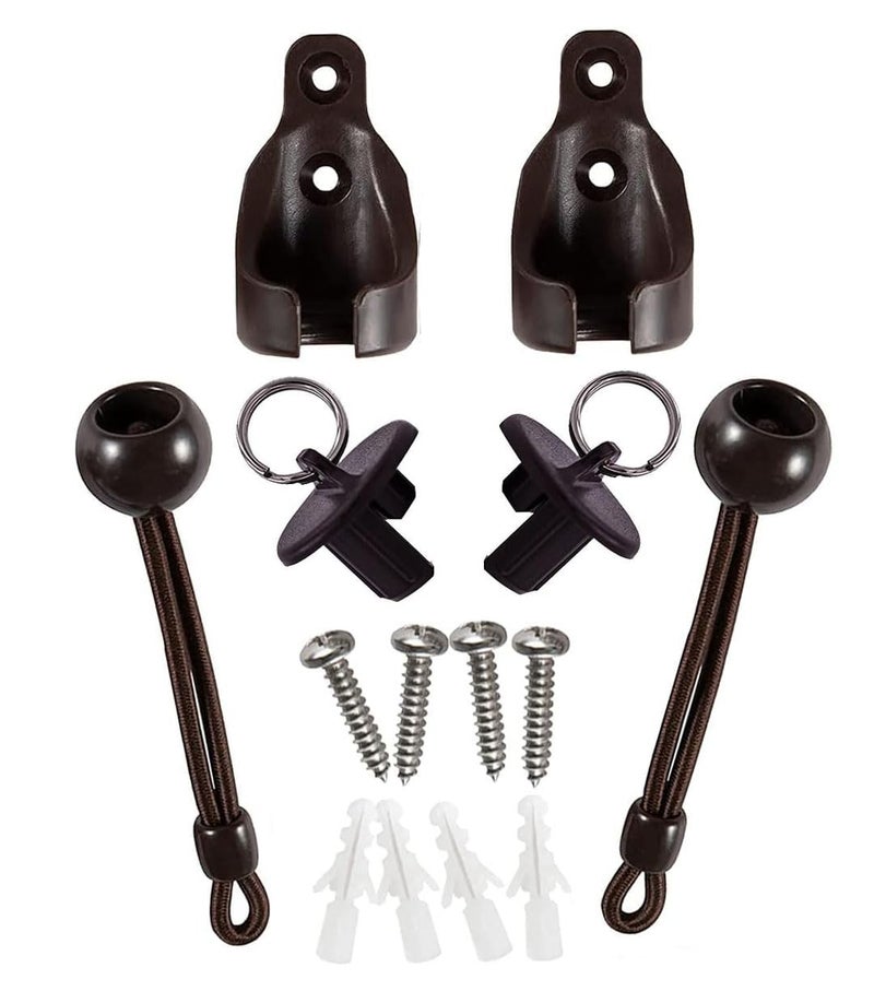 Lihopefe New Bungee kit + end caps Universal Replacement Mounting Brackets of Exterior Sun Shades Outdoor/Indoor Roller up Blinds (Brown  1pack) - Image 1